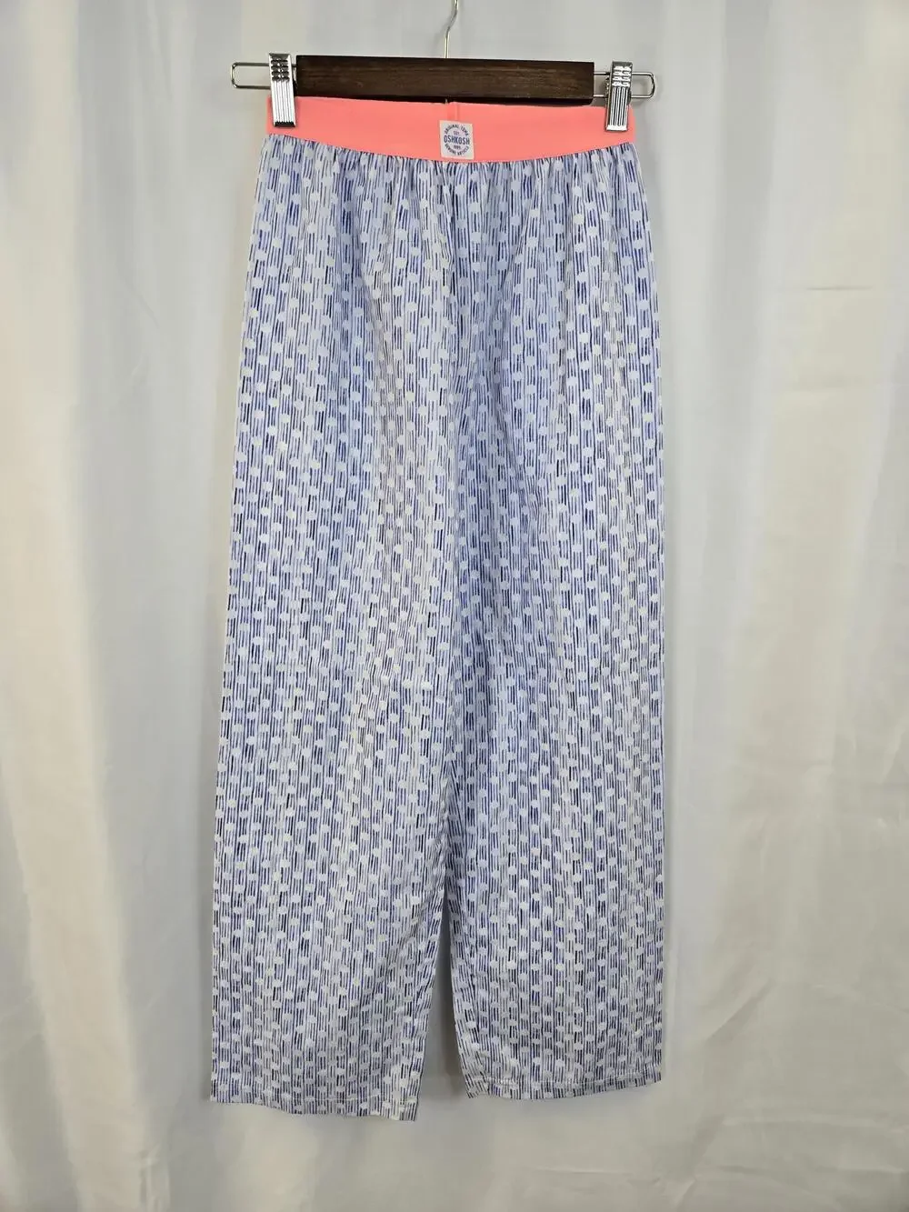 OshKosh B'gosh Dress Pants Girls 12 Blue Striped Pull On Wide Leg Casual Summer